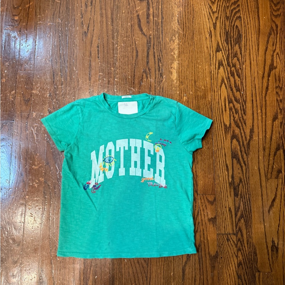 MOTHER Teal Graphic Short Sleeve Tee